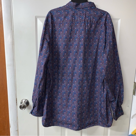 Paul Fredrick EUC 100% Cotton Blue Multicolored Geometric Print Button Down XXLT - Picture 2 of 7